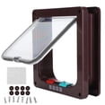 thumbnail image 2 of Porte à Clapet pour Chat, Étanche Transparente Résistante aux Intempéries Durable 4 Modes de Commutation Porte à Clapet pour Animal pour Intérieur et Extérieur pour la Maison Blanc,Brun, 2 of 8