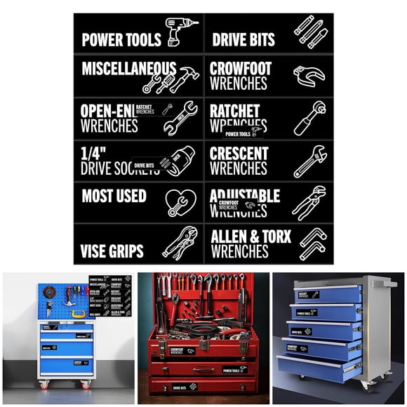 Toolbox Label for Workshop Organization Heavy Duty Storage Tray Categorization And Holder System For EfficientTool Management 80PCS