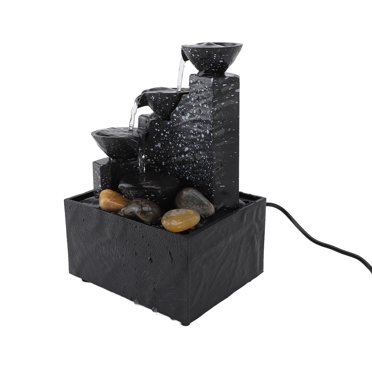 Fontaine de Table à DEL, Fontaine à Eau Circulante Alimentée par USB avec Pierres pour Salon