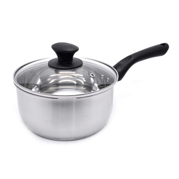 Starbasix Stainless Steel 2.3L (2.4Qt) Saucepan with Lid, Durable Stainless Steel, Induction Compatible, Oven Safe, Dishwasher Safe, Silver
