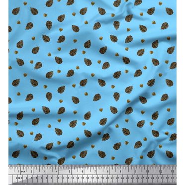 Soimoi Blue Viscose Chiffon Fabric Oaknut Fruits Printed Craft Fabric by The Yard 42 Inch Wide