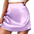 thumbnail image 1 of Jupe Trapèze Mini pour Femme Taille Haute Ruban Satinée Doublée avec Fermeture Éclair Élégante Extensible Confortable Fluide Fête Tenue Décontractée, 1 of 4