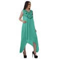 thumbnail image 3 of Moomaya Robe de Plage pour Femmes Sans Manches en Rayonne Unie à Ourlet Asymétrique pour Fête, 3 of 5