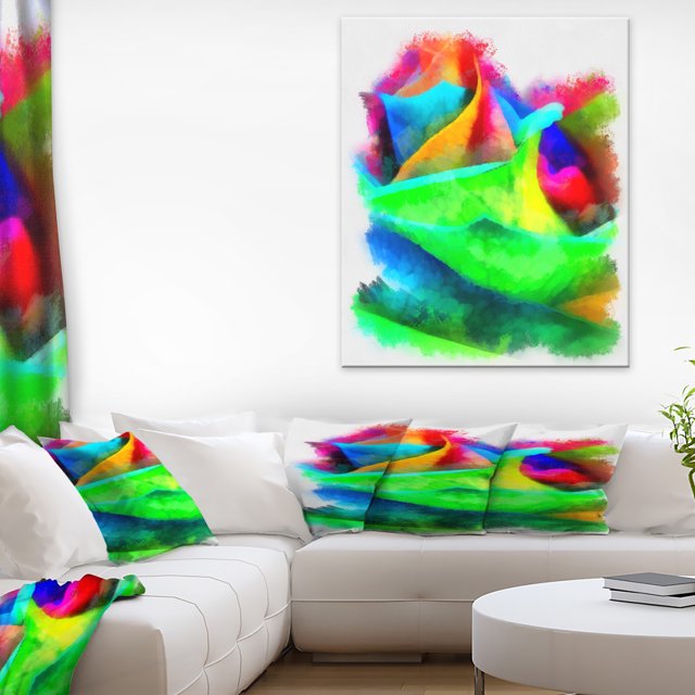 Large Colorful Rose Watercolor - Large Floral Canvas Artwork
