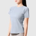 thumbnail image 2 of Plebaso T-Shirts d'Entraînement à Manches Courtes pour Femmes, T-Shirt de Yoga Athlétique à Manches Courtes, Col Rond, pour Gym et Course, 2 of 4