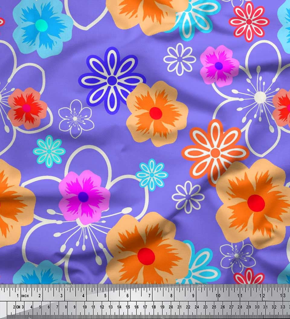 Soimoi Moss Georgette Fabric Artistic Floral Print Sewing Fabric Yard 42 Inch Wide