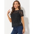 thumbnail image 2 of INSPIRE CHIC Haut en Dentelle Florale Semi-Transparente à Bord Festonné pour Femme, 2 of 6