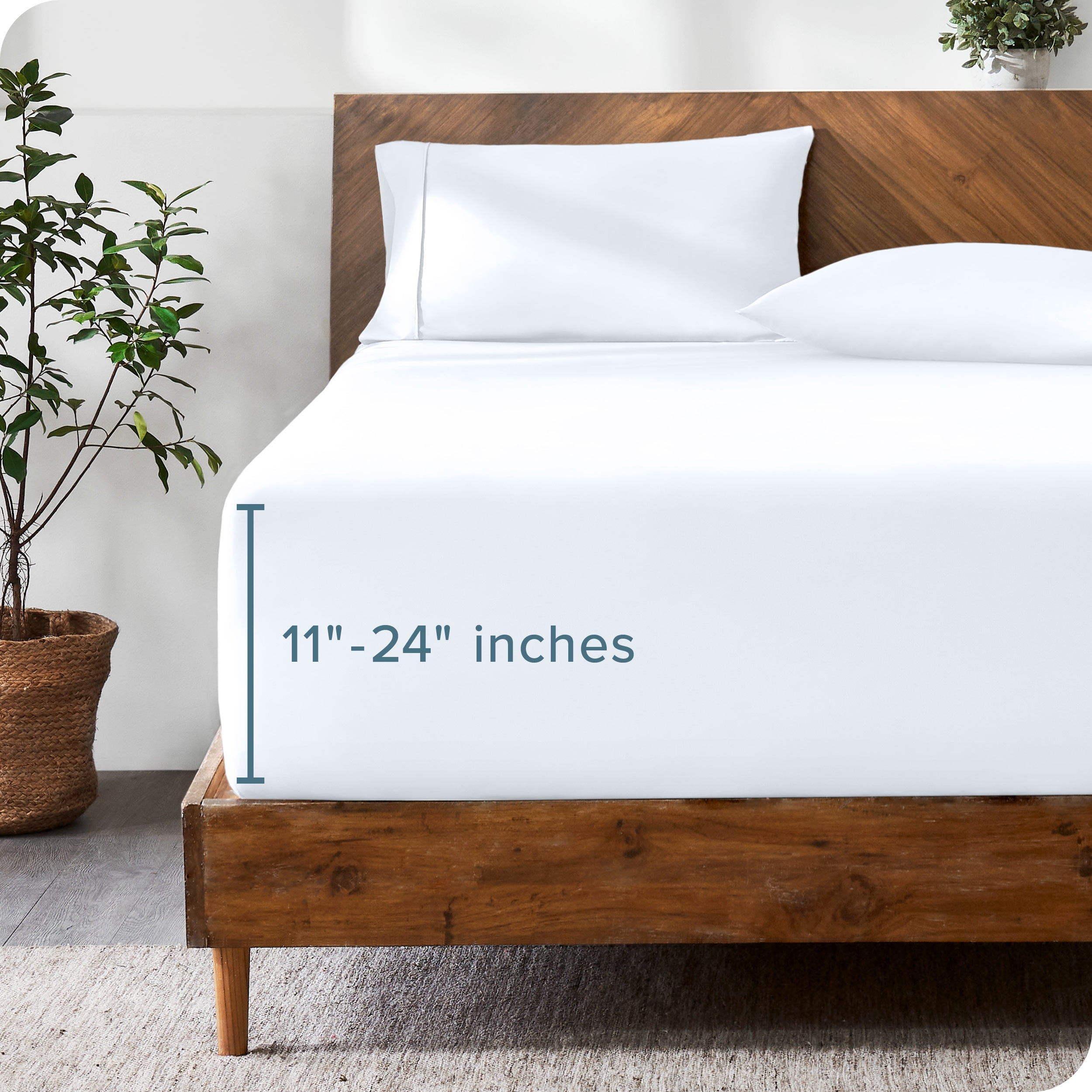 Bare Home Drap-Housse - Poche Extra Profonde de 24 Pouces - Premium 1800 Collection - Grand Lit, Blanc