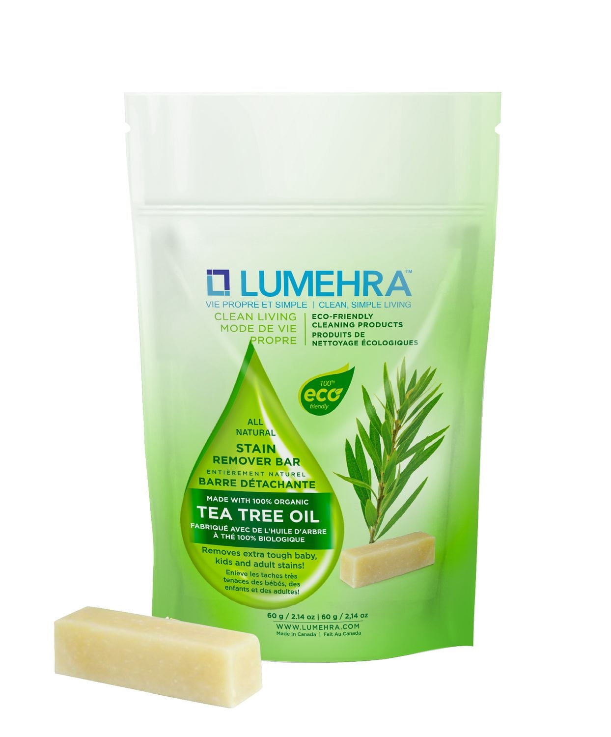 Lumehra Natural Tea Tree Stain Remover Bar Powerful on life’s toughest messes from baby blowouts and grass stains to wine, markers, to sweat and more. 60g
