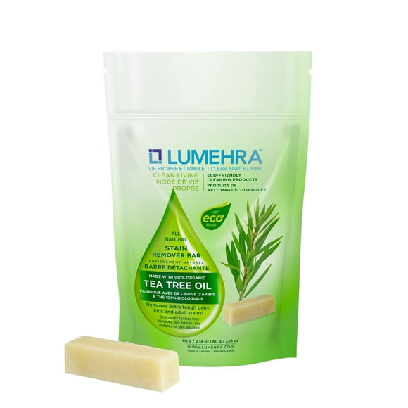 Lumehra Natural Tea Tree Stain Remover Bar Powerful on life’s toughest messes from baby blowouts and grass stains to wine, markers, to sweat and more. 60g