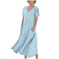 thumbnail image 1 of Tranfacy Robe d'Été pour Filles, Robe Maxi pour Jeunes Filles, Robe à Manches Courtes pour Fille, Robe de Princesse à la Mode et Mignonne, Robe Respirante Douce et Confortable, 1 of 4