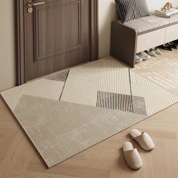TopLLC Décoration pour la Maison, Décoration de Pièce, Décoration Murale Tapis Beige à Rayures Tapis Confortable pour Salon Tapis Rafraîchissant pour Chambre Tapis pour Balcon à la Maison Tapis en Polyester Beige
