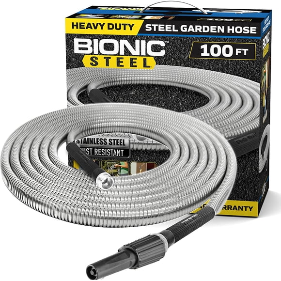 Bionic Steel Boyau d'Arrosage Tuyau d'Eau en Métal en Acier Inoxydable 304 Boyau Résistant à l'Écrasement 100 Pieds