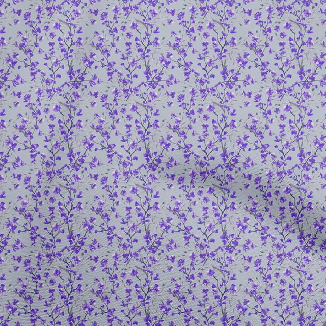 oneOone Rayon Purple Fabric Floral Sewing Craft Projects Fabric Prints By Yard 56 Inch Wide