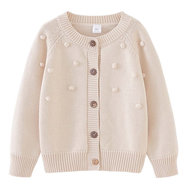 Cameland Children's Casual Round Neck Knit Cardigan Top Jacket Children's Buttoned Cotton Jacket