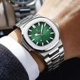thumbnail image 2 of POEDAGAR Montres-Bracelets d'Affaires Étanches Lumineuses Date Acier Inoxydable Quartz Carré Montre Homme, 2 of 11
