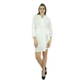 thumbnail image 2 of Bimba Peignoir Court Uni pour Femmes avec Ceinture, Modal Doux en Coton, Enveloppant, Rond, Uni, 2 of 6