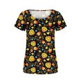 thumbnail image 4 of Pisexur Hauts pour Femmes 2023 Été Grande Taille Tuniques Décontractées à Col Rond Chemises à Manches Courtes Pétale Coupe Ample Blouse Mignonne, 4 of 6