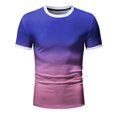 thumbnail image 2 of BOBOGOJP T-Shirts d'Entraînement pour Hommes Manches Courtes Décontractées Col Rond Rayé (Bleu Ciel,3TG), 2 of 4