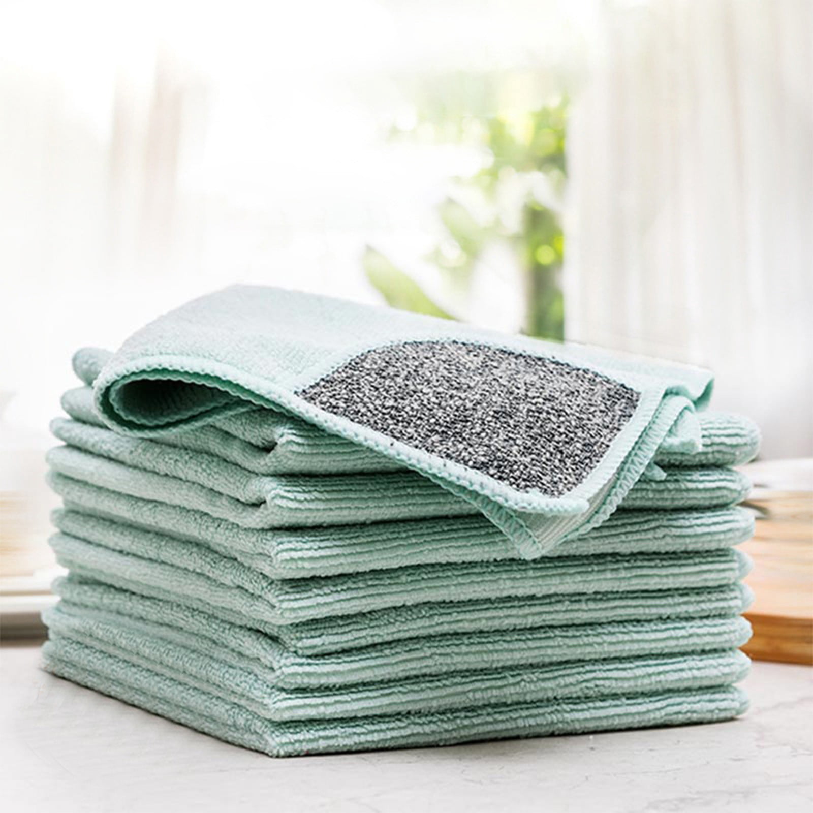 Clearance & Promo,Fine Fiber Cleaning Cloth - Absorbent Glass Wiping Towels, Multi-Purpose Kitchen Dishwashing Cloth, Soft, Durable, and Hair-Free Scouring Pad for Cleaning Surfaces, $BS$3