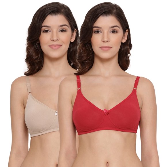 Lyra Women'S Moulded Encircled Bra(513) Pack Of 2 White & Black 30B 2Pc_Skin & Redlove_38B