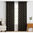 thumbnail image 2 of Vargottam Cotton Rod Pocket/Back Tab Curtains - 96" Floor-Length Drapes for Long Doors or Large Windows - Light Filtering, 3-in-1 Header - Set of 2, 52"x96" - Floral Block Print (Black), 2 of 8