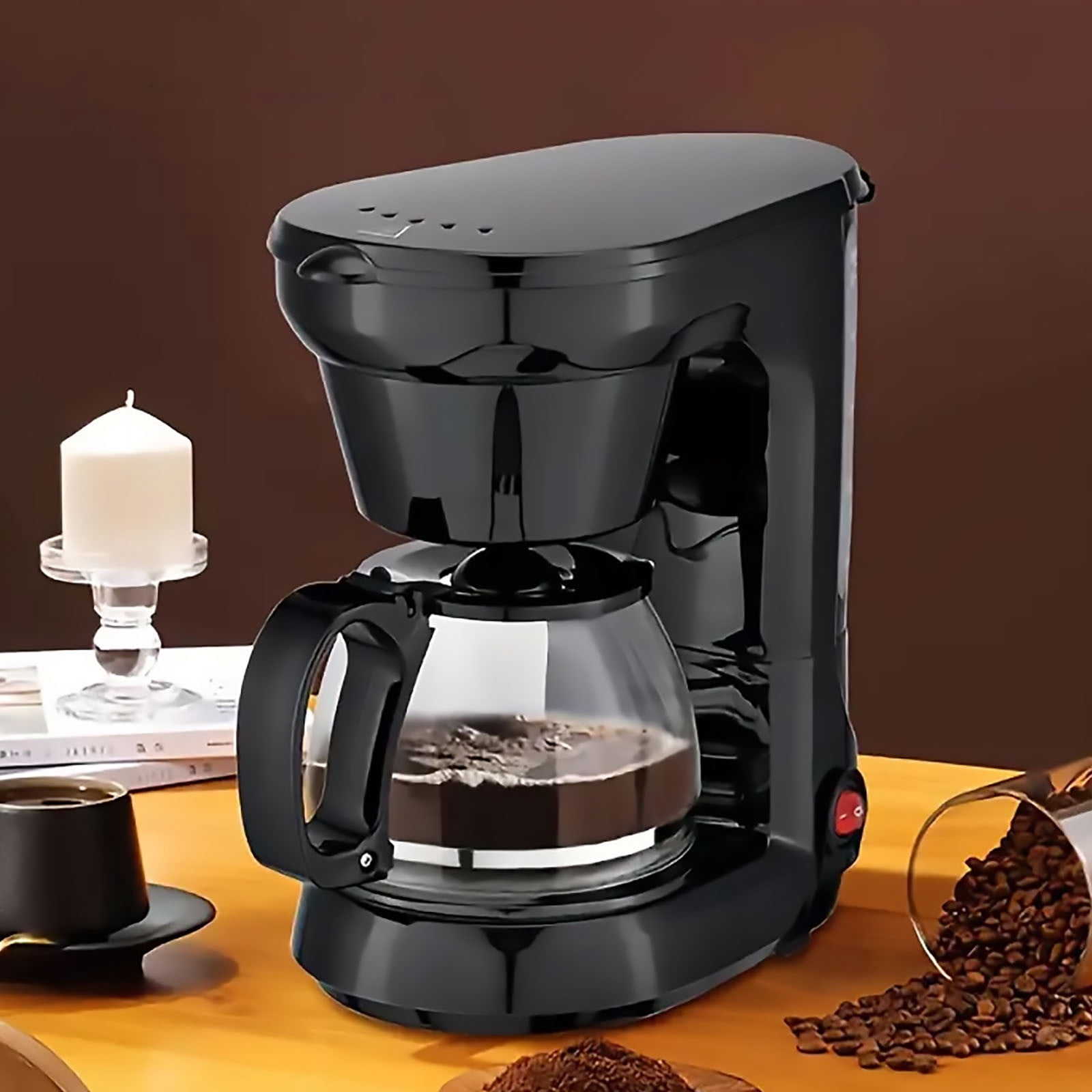 Black Small Household Large Capacity Coffee Pot Wired Heating Temperature Control Drip Coffee Machine