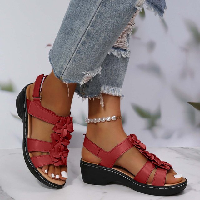 LSLJS Chaussures Compensées pour Femmes, Pantoufles d'Été pour Dames Chaussures Décontractées pour Femmes Sandales Compensées Romaines Décontractées à Fleurs