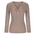 thumbnail image 4 of Timegard Chandails pour Femmes pour Sortir Col en V Croisé Manches Longues Coupe Ajustée Tricot Chandail Automne, 4 of 8