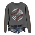 thumbnail image 2 of IMENGL Spring baseball print crew neck hooded sweatshirt long, Gray L, Size M-2XL, 2 of 4