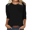 thumbnail image 1 of Diufon T-Shirts pour Femmes à Manches 3/4, Grande Taille, Coupe Ample, Col Ras du Cou, Mignons, Doux, Habillés, Vêtements d'Automne Mode avec Poche, 1 of 5