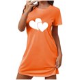 thumbnail image 1 of Pyjama pour Femmes Nuisette pour Femmes à Manches Courtes Vêtement de Nuit Confortable Chemises de Nuit Imprimées Col Ras du Cou T-Shirt de Nuit Robe de Sommeil Douce Coupe Ample Robe de Pyjama Orange TG, 1 of 5