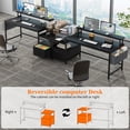 thumbnail image 4 of Exenoray 56.5" Computer Desk with Fabric File Drawers Cabinet, Reversible Home Office Desks with Power Outlets for Home Office,  Black, 4 of 8