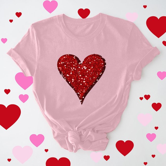 Cadeau de la Saint-Valentin pour Femmes T-shirt Décontracté à Col Rond à Manches Courtes Imprimé Arbre de Noël