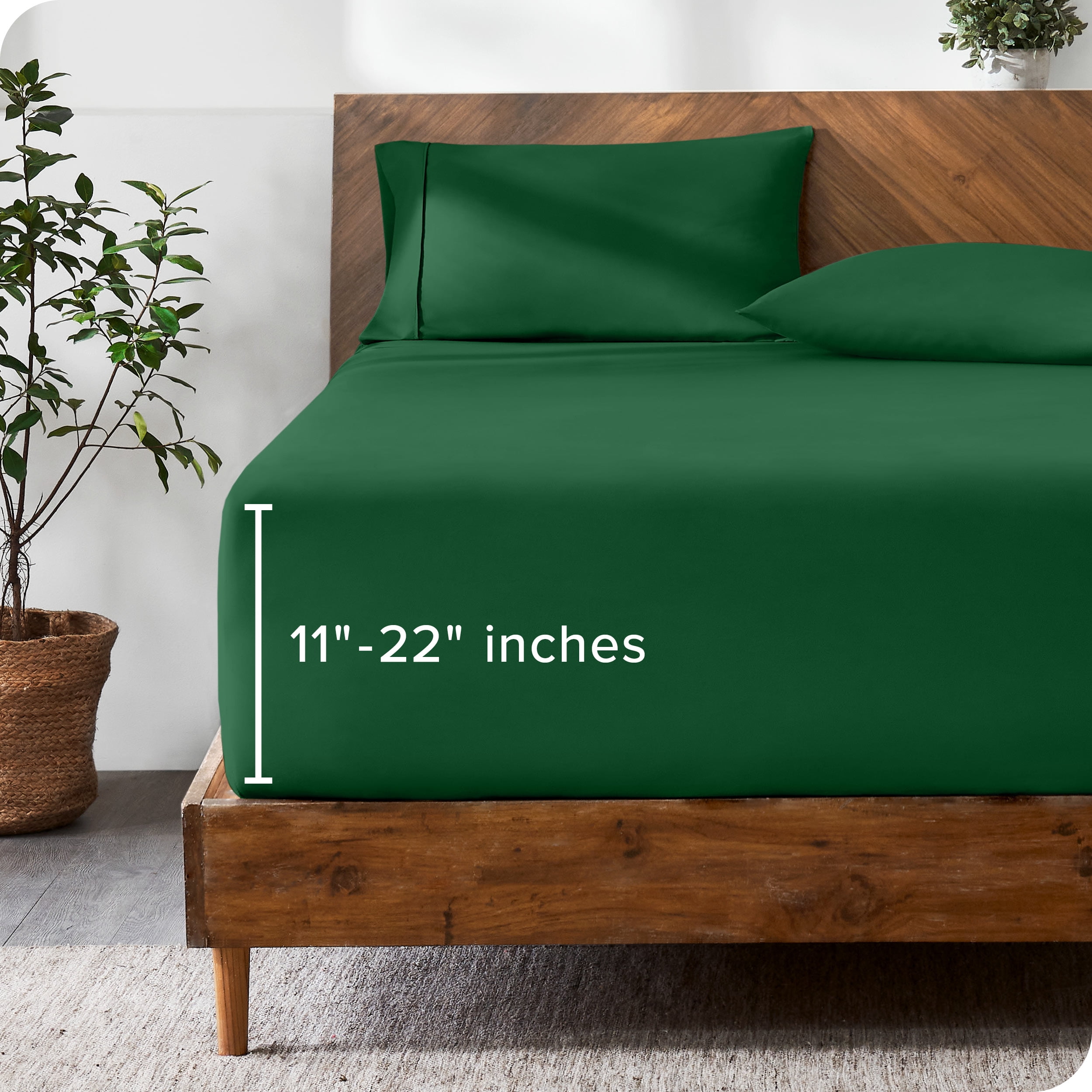 Bare Home Fitted Sheet - 22" Extra Deep Pocket - Premium 1800 Collection - King, Forest Green