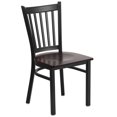 thumbnail image 1 of HERCULES Series Black Vertical Back Metal Restaurant Chair - Walnut Wood Seat, 1 of 9