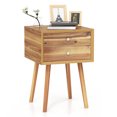 thumbnail image 1 of Gymax Table de Chevet à 2 Tiroirs Style Mi-Siècle Moderne avec Rangement Table d'Appoint Polyvalente Brun, 1 of 9