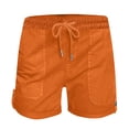 thumbnail image 2 of Plebaso Summer Womens Shorts Casual Drawstring Roll up Shorts Loose Solid Color Beach Shorts with Pockets, 2 of 5