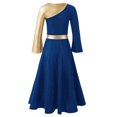 thumbnail image 2 of RUNQHUI Robe de Danse Métallique Dorée pour Filles, Prière Lituricale, Danse, Bleu Royal 12, 2 of 7