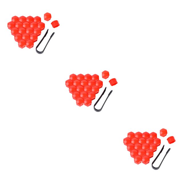 Decodeary 20 Pieces Car Wheel Nut Caps Auto Hub Screw Cover Dust-proof with Clip Red 21mm 3Set