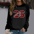 thumbnail image 2 of Chandail pour Femme de Base d'Automne, Chandail Molletonné à Enfiler avec Imprimé de Lettres, Col Rond, Haut Superposé, Coupe Confortable, Chandail de Sport Femme Noir TTG, 2 of 7
