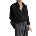 thumbnail image 4 of Heliisoer Women Satin Long Sleeve Button Down Work Blouse Tops Going T-Shirt, 4 of 7