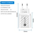 thumbnail image 2 of Chargeur Mural Rapide USB 12W Chargeur USB Type‐C PD Affichage Numérique 3.0 Charge Rapide USB, Charge Rapide Multifonctionnelle, 2 of 5