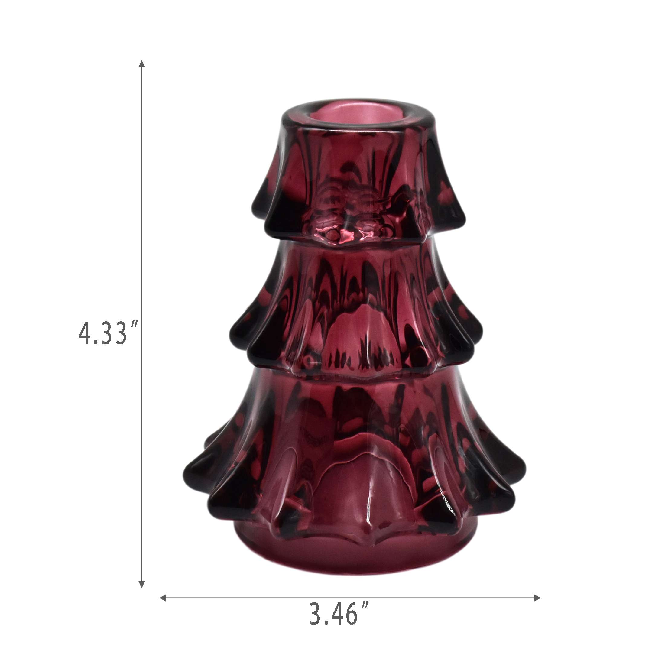 Holiday Time Indoor Christmas Glass Red Tree Candle Holder 4.33"