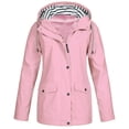 thumbnail image 3 of HTNBO Hooded Solid Color Rain Coats for Women Outdoor Windproof Plus Size Rain Jackets, 3 of 4