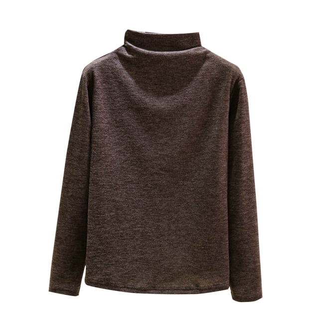 Plebaso Chandails à Col Roulé à Manches Longues pour Femmes en Coton, Chandail à Enfiler, Hauts Bas Décontractés Amples, Camisoles de Printemps