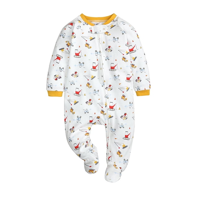 Autumn Baby Kids Double Zipper Clothes Sleeping Pajamas Rompers Newborn Overalls
