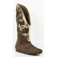 thumbnail image 2 of Ellie Shoes E-103-Alba Flat Microfiber Boot with Gold Trim 9 / Olive, 2 of 2