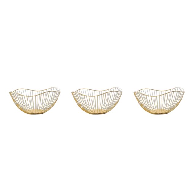 serony Wide Application Metal Fruit Basket Modern Style Multifunctional Sturdy And Durable Exquisite gold Straight large 3Set