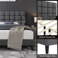 thumbnail image 4 of Yaheetech Modern Fabric Upholstered Bed Frame with Square Tufted Headboard, Queen, Dark Gray, 4 of 7